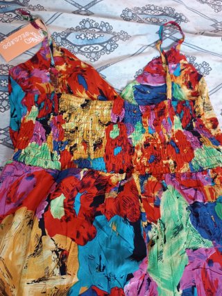 Vestido largo estampado flores