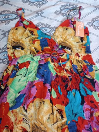 Vestido largo estampado flores