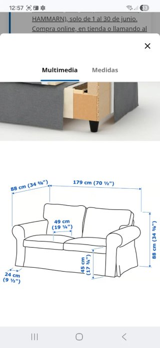 Divano a due posti Ikea Ektorp Marrone