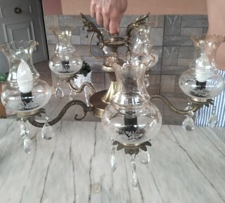 Lámpara antigua de cristal estilo vintage !!