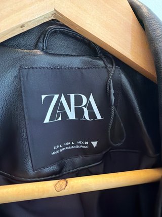 Chaqueta Biker Zara Cuero Negra