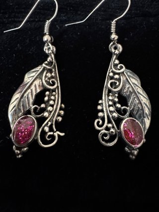 Pendientes Vintage Bohemios Plateados Rosa