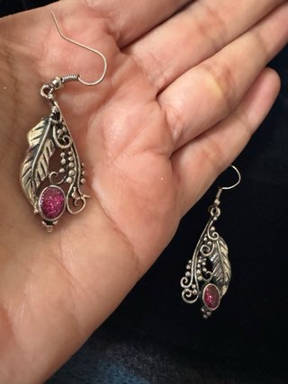 Pendientes Vintage Bohemios Plateados Rosa