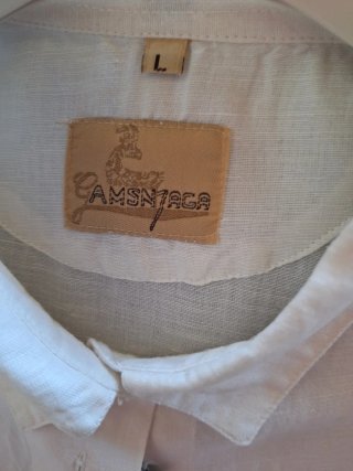 Camicia Amsnjaca Lino e Cotone Bianca
