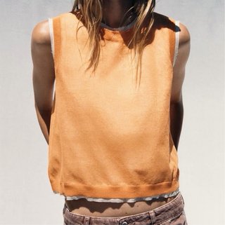 Top punto lino Zara doble capa nuevo