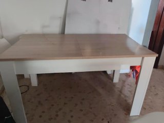 Mesa de comedor de madera y blanca 90×1.40