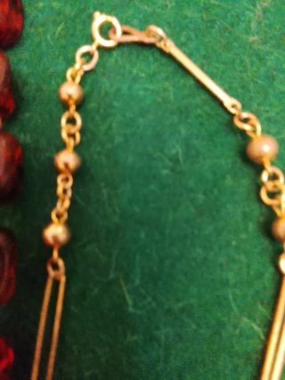 Collar largo ámbar y dorado
