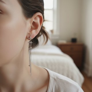 Pendientes Estrella Plata Largos