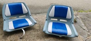 2 Asientos Plegables Barco Azul y Blanco