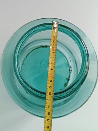 Antigua Garrafa de Cristal Soplado Azul Cian