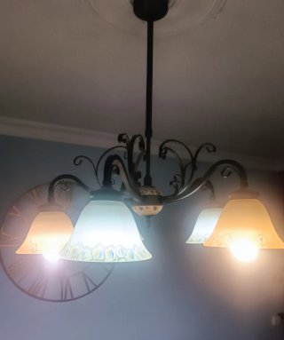 Lámpara de salón de cristal y metal