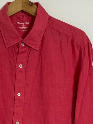 Massimo Dutti XL Linen Shirt Coral Summer Long Sle