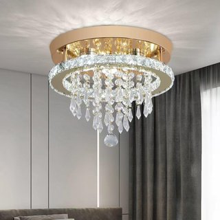 Lámpara Techo Cristal Moderna Dorada 30cm 6000K