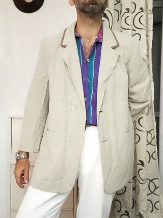 Blazer spigato vintage con revers marroni donna
