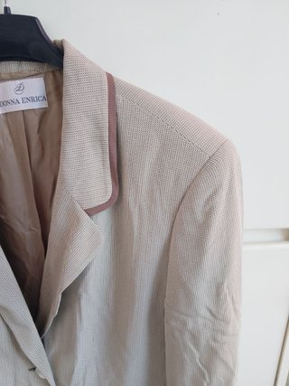 Blazer spigato vintage con revers marroni donna