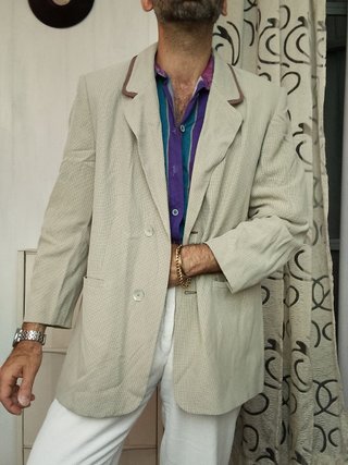 Blazer spigato vintage con revers marroni donna
