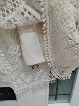 Vestido crochet Springfield beige