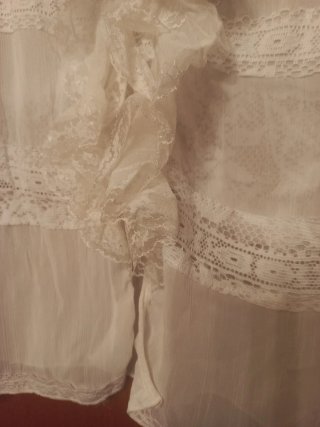 Camisa Lulú.it blanca volantes encaje talla M