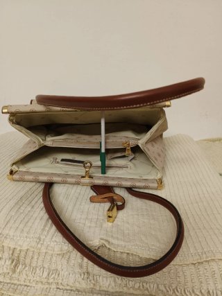Borbonese Borsa a Mano Beige/Marrone Vintage