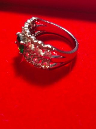Anillo Vintage Esmeralda y Circonitas Plata