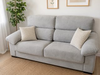 Sofá de 3 plazas gris y beige