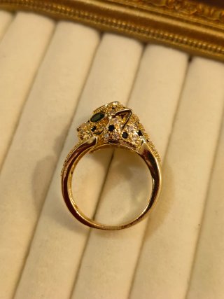Anello donna pantera oro e zirconi