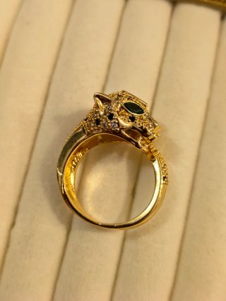 Anello donna pantera oro e zirconi