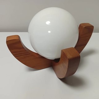 LAMPARA MADERA Y OPALINA 70S