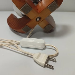 LAMPARA MADERA Y OPALINA 70S