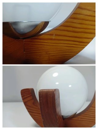 LAMPARA MADERA Y OPALINA 70S