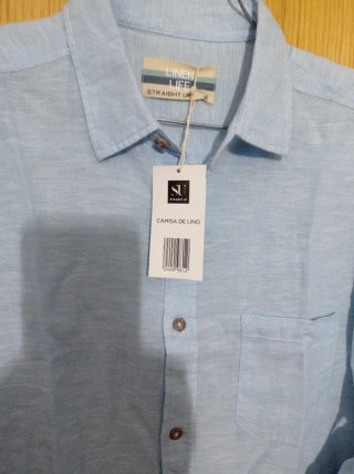 Camisa de lino azul hombre
