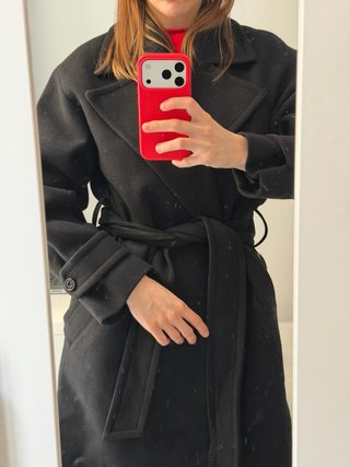 Abrigo Mango Lana Negro Talla XS