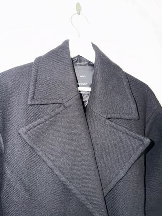 Abrigo Mango Lana Negro Talla XS