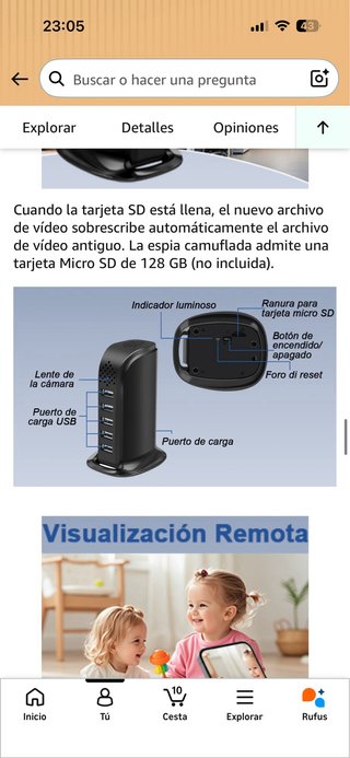Cargador USB Cámara Espía