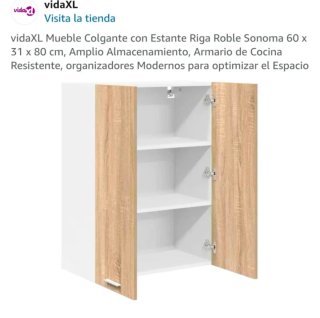 Mueble de pared roble y blanco