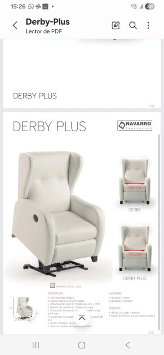 Sillón relax 2 motores beige. Modelo Derby plus.