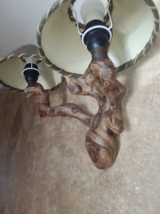 LOTE : Lámpara doble y singular,rústica artesanal