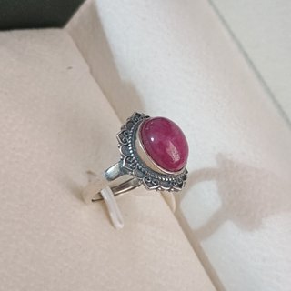 Anillo Plata con Rubí Natural