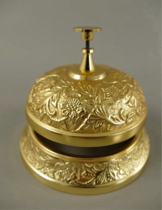Campana/timbre hotel Art Nouveau in ottone, 12 cm