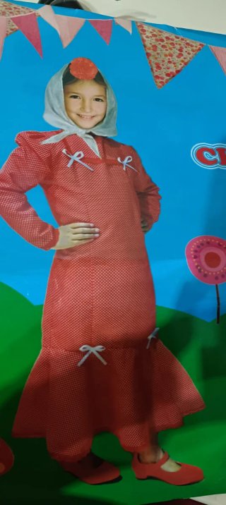 Traje de Chulapa Rojo Lunares Blancos Talla 3 años