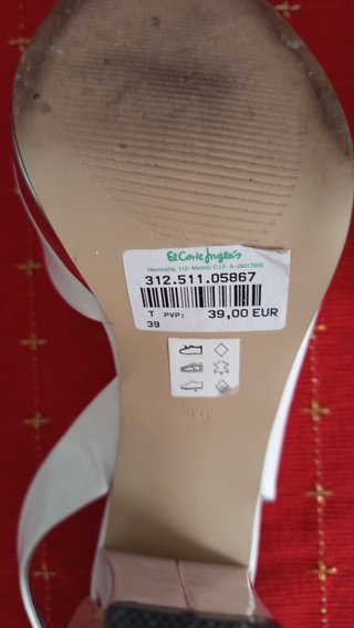 Sandalia piel tacón blanco T39