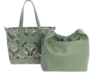 Bolso Don Algodón verde de hombro y mano