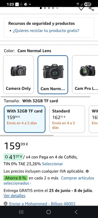 Cámara digital Sumikon negra