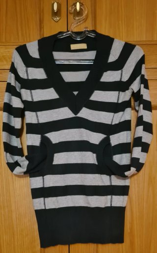Jersey largo de punto verde gris M/L