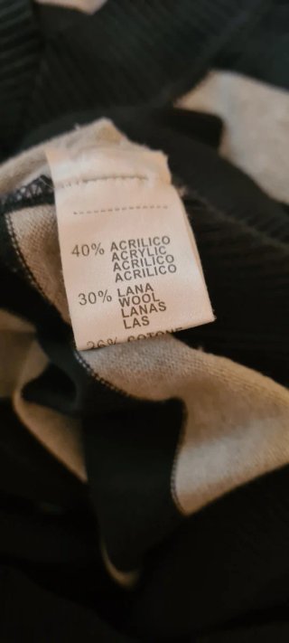 Jersey largo de punto verde gris M/L