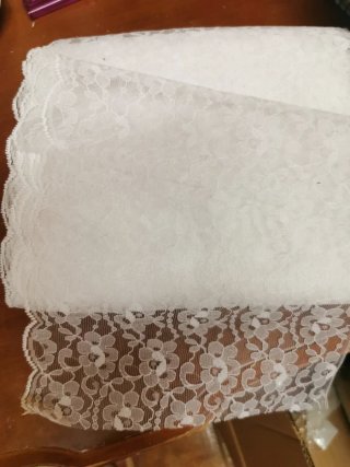 Encaje blanco flores 23cm ancho - Rollo 25m
