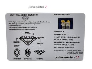 pendientes oro 18k con piedra con diamante de laboratorio