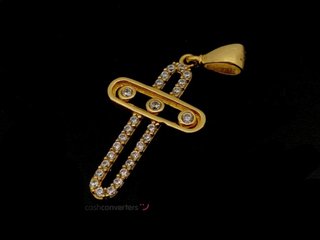 crucifijo oro 18k con piedra con circonita