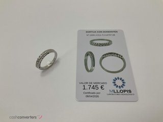 anillo oro 18k con piedra con diamante t. 11 (16,24 mm)