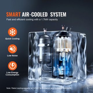 Enfriador de Agua Industrial, CW-5200, Sistema de Enfriamiento de Agua Industrial con Compresor Incorporado, Capacidad del Tanque de Agua de 7L, Tasa de Flujo Máxima de 18 L/min, para Máquina de G...